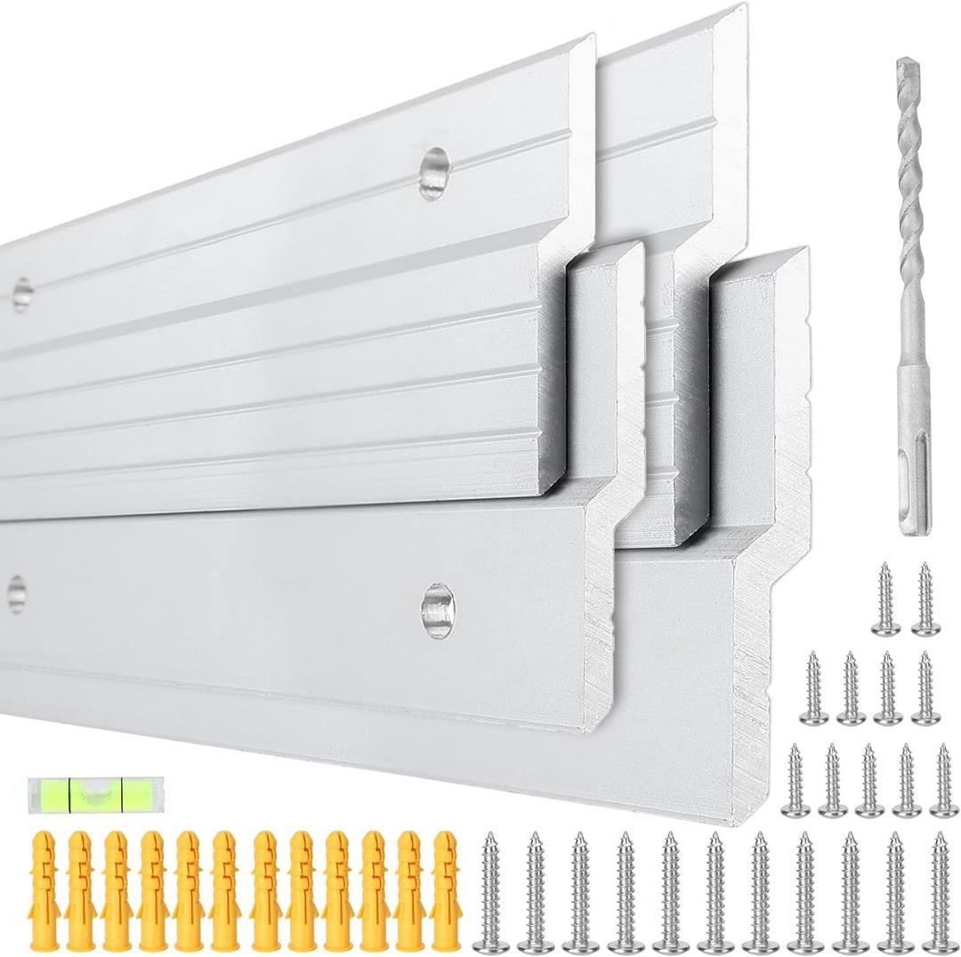 2-Pairs Heavy Duty 41 inch Aluminum Alloy French Cleat Hanger, Z Bar Clips Mount for Hanging Mirror Picture, 500 Pound Max Load Secure Wall Mounting Interlocking Brackets Z Hangers, Hardware Include ((2 Pair) 41-inch)
