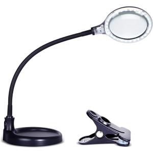 Brightech LightView Pro Flex 2 in 1 Magnifying Desk Lamp, 1.75x Light Magnifier, Adjustable Magnifying Glass with Light for Crafts, Reading, Close Work