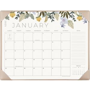 Desk Calendar 2025 with Desktop Mat, Cabbrix Large Desk Pad Calendar 22 x 17 Inch Runs From January 2025 to June 2026, Floral Design Calendar 2025 for Home School and Office