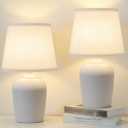 Sucolite 16'' Table Lamps Set of 2, Bedside Nightstand Lamps for Bedroom Kid’s Room, Cute Desk Lamps with Studded Texture Base for Reading Nursery Living Room Office, White