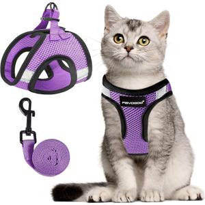 FAYOGOO Cat Harness, Cat Leash and Harness Set for Walking Escape Proof, Harness for Small Cats/Small Dogs, Large Kitten/Puppy Harness and Leash, Harness for Cats S-XXL(Modern Violet, Small) (S ( Chest 8-10''))