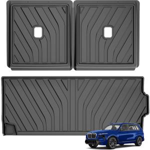 Original 2019-2024 2025 X7 Cargo Liner and Backrest Mat for BMW X7 (Not for 2021-2022 X7 50i and 2025 40i) - Custom Fit TPE All Weather 3D Laser Measured Car Mats for BMW X7 2019-2024 2025