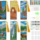 NEGEKFKX 6 Pcs National Park Cross Stitch Bookmark Kit for Adult Beginners,Cross Stitch Kits 14 CT DIY Crossstitch Kits Adult Stamped Bookmark Embroidery Bookmarks Kit