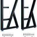 Table Legs-27inches Height 20inches Wide Furniture Desk Bench Dining Legs Adjustment Feet Pads K Shape Black Metal Table Legs Set of 2 (27"H20"W)
