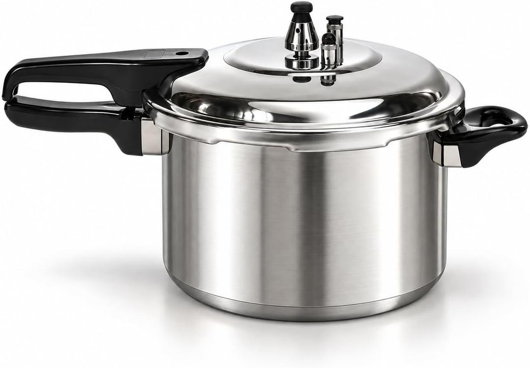 Barton 6-Quart Aluminum Stovetop Pressure Cooker, Fast Cooking Pot with Locking Lid & Pressure Release Valve for Stewing, Braising, Soups, Meats & Home Cooking Stainless Steel