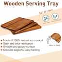 Roowest 5 Pack Solid Acacia Wood Serving Trays for Laser Engraving Rectangular Wooden Board for Food Appetizer Serving Tray Plates for Vegetables Fruit Cheese Housewarming Gifts(14 x 10 Inch)
