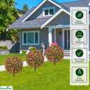 Fake Plants - 18" Wide Set of 2 Faux Boxwood Plants for Outdoor Planters, UV Resistant Artificial Topairy Ball Trees with Spike for Outdoor Decor (A - Pink Lilacs)