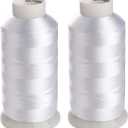 Simthread 2 Huge Spools White Bobbin Fill Thread 60WT for Embroidery Machine and and Sewing Machines - 5500 Yards Ea