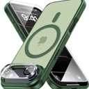 Yriklso 3 in 1 Strong Magnetic Case for iPhone Air,1X Screen Protector +1X Camera Lens, Protective Shockproof Cover,Phone Case for iPhone Air 6.5" Matte Green