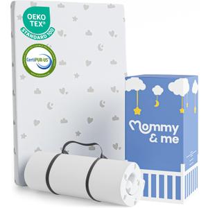 Mommy&Me Pack and Play Mattress Pad (38"x26"x1") with Soft Washable Breathable Cover, Waterproof, CertiPUR-US Certified Foam, Pack&Play Topper - Portable Foam Mini Crib Mattress for Baby Toddler (Grey)