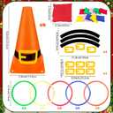 26 Pcs Christmas Ring Toss Game, Soft Plastic Cones Cornhole Bean Bags Carnival Party Games for Christmas Birthday Party Indoor Outdoor Games Supplies