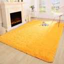 Merelax Modern Soft Fluffy Large Shaggy Rug for Bedroom Livingroom Dorm Kids Room Indoor Home Decorative, Non-Slip Plush Furry Fur Area Rugs Comfy Nursery Accent Floor Carpet 5x8 Feet, Orange (5 x 8 Feet)