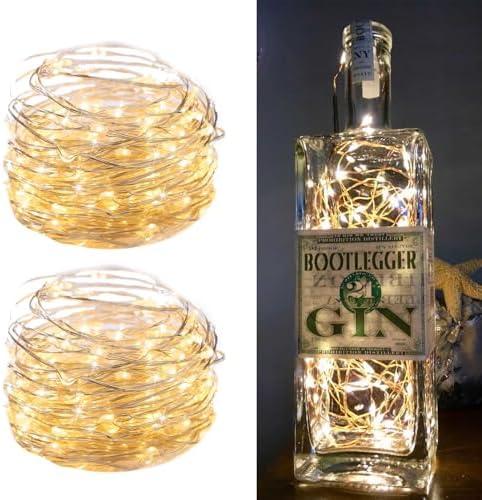2Pack Fairy Lights Plug in, 33Ft 100 LEDs Waterproof Silver Wire Firefly Lights, Adaptor Included, Starry String Lights for Wedding Indoor Outdoor Christmas Patio Garden Decoration, Warm White