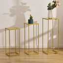 VINCIGANT Gold Pedestal Stand for Party ,Set of 3 Metal Plant Stand Tall Cake Cylinder Pedestal Stand for Wedding Flower Vase , Corner Planter Pot Rack for Living Room Patio Decor