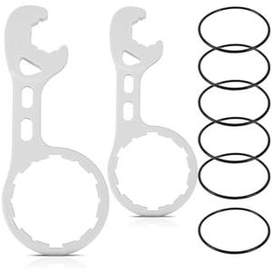 Calvana 2 Water Filter Wrenches with 6 Durable Rubber O-Rings, Compatible with GE Water Systems GXWH20F, GXWH04F, GXRM10RBL, GX1S01R, Quick Installation & Removal Tool, White