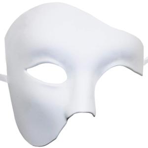 KEFAN Mens Mask Masquerade Mask Phantom of The Opera Half Face Mask (White)