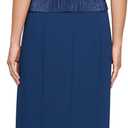 Alex Evenings Women's Long Scoop Neck Mock Gown with Embellished Neck Jacket, Wedding Guest, Formal Event Dress (Blue, M)