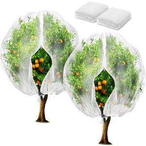 2 Pack Fruit Tree Netting Bags with Zipper and Drawstring, 8 x 8ft Ultra Fine Mesh Garden Netting Plant Cover, Bird Netting for Blueberry Bushes, Fruit Trees, Flowers (White, 8 x 8 ft)