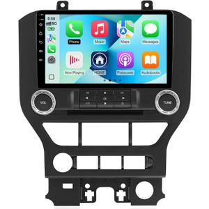 4 Core 64G Android 14 Double Din Car Stereo for Ford Mustang 2015-2020 with 9 Inch Touchscreen Radio Built-in Wireless Carplay/Android Auto/GPS/Bluetooth 5.4/FM/Steering Wheel Controls/Backup Camera