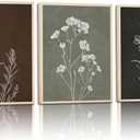 3Pcs Minimalist Plant and Flower Wall Art Modern Minimalist Style Plant and Flower Poster Image Print Gallery Home Decor Painting Suitable for Living Room Bedroom Bathroom 16x24 in Ready to Hang