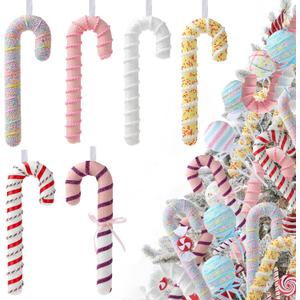 6 Pcs Large Christmas Tree Ornaments 13 Xmas Candy Cane Lollipop Foam Hanging Ornament Pink Yellow Christmas Tree Pendants for Xmas Birthday Party Wedding Indoor Holiday Home Decorations