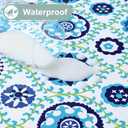 misaya Rectangle Waterproof Vinyl Table Cloth, Wipeable Tablecloth with Flannel Backing, Plastic Table Cover for Dinner, Picnic, Indoor and Outdoor (Navy Mandala, 60" x 84")