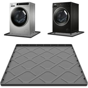 Washing Machine Drain Pan Silicone Mat, 32 x 30 Inch Washer Drip Tray, Non-Slip Waterproof Washer Tray for Floor Protection, Anti-Vibration Mat for Washer or Dryer