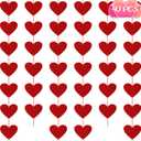 40PCS Valentines Day Decor, Red Heart Banner with Felt Hearts, Hanging Valentines Day Decoration Indoor Outdoor Valentine's Day Party Banner for Wall Fireplace Office Home Decor (4pack)