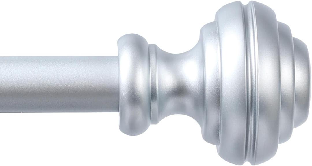 Silver Curtain Rods for Windows 16.5-45 inch,3/4 inch Heavy Duty Adjustable Decorative Curtain Rod with Modern Finials,Window Rods for Bedroom, Living Room,Patio and Kitchen