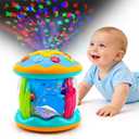 Baby Toys 6-12 Months Ocean Projector Rotating Musical Light Up Tummy Time Toys for Infant 0-6 3-6 Months Baby Aquarium Crawling Toys 4 5 6 7 8 9 12-18 Months Boy Girl 1 Year Old Birthday Shower Gifts