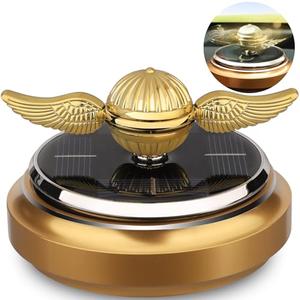 Golden Fidget Spinner Solar Energy Toy, Car Air Freshener Dashboard Decoration Powered by Sunshine, Cool Science Kit Spinning Ball Toy with Solar Panels, Premium Gift for Boyfriend Men Women