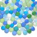 HappyFiller 2 Pound Frosted Sea Glass Gems Matted Flat Marbles Pebble Stones for Vase Fillers Beads,Table Scatter,Fountain,Aquarium Fish Tank,Crafts,Beach Theme Decoration,Mix Blue Green Aqua Teal