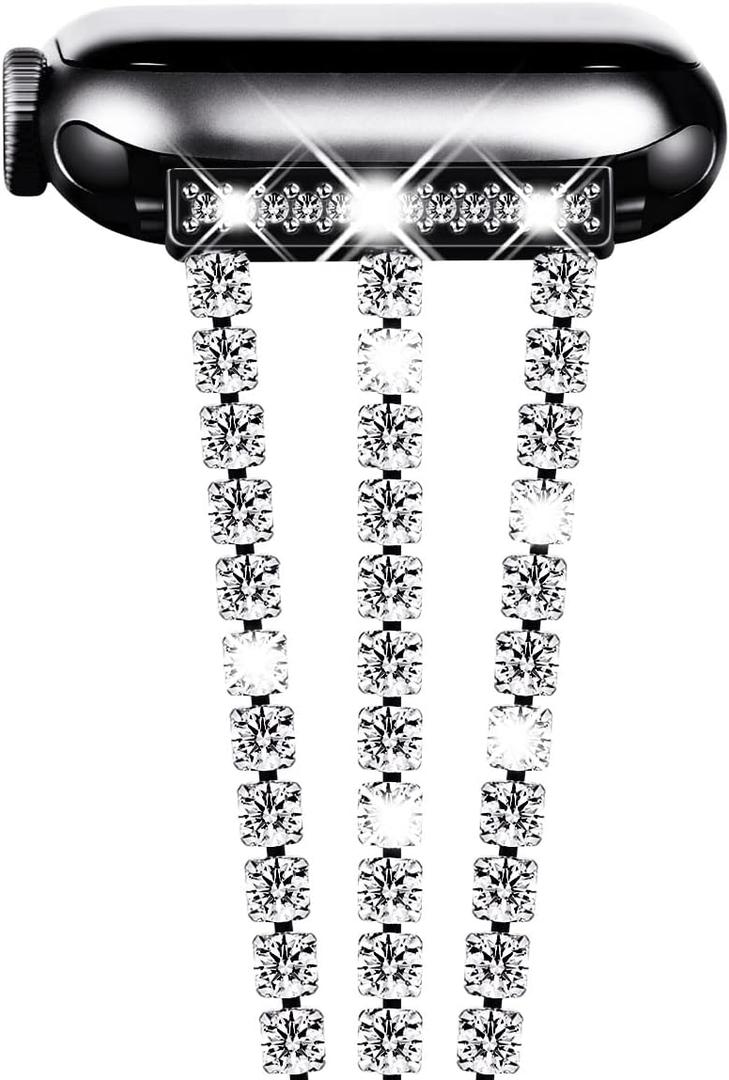 NewWays for Apple Watch Band 38mm 40mm 41mm 42mm 44mm 45mm 46mm 49mm for iWatch Series 11 10 9 8 7 6 5 4 3 2 1 SE Ultra, Sparkling Bling Shiny Diamonds Bracelet for iWatch Band Womens