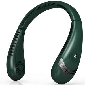 OLV Neck Fan 5000mAh Rechargeable Battery Portable Fan 360 Bladeless Cooling 3 Speeds Powerful Airflow Personal Foldable Neck Fan Gifts for Men Women Home Office,Travel,Sports,Golf,Camping Green