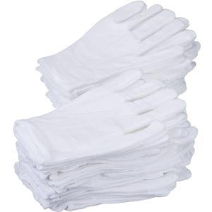 EBOOT 12 Pairs White Cotton Gloves Soft Cloth Dust Gloves for Serving Inspection Costume Work Glove Liners for Serving Costume Coin Jewelry Silver Inspection(Medium)
