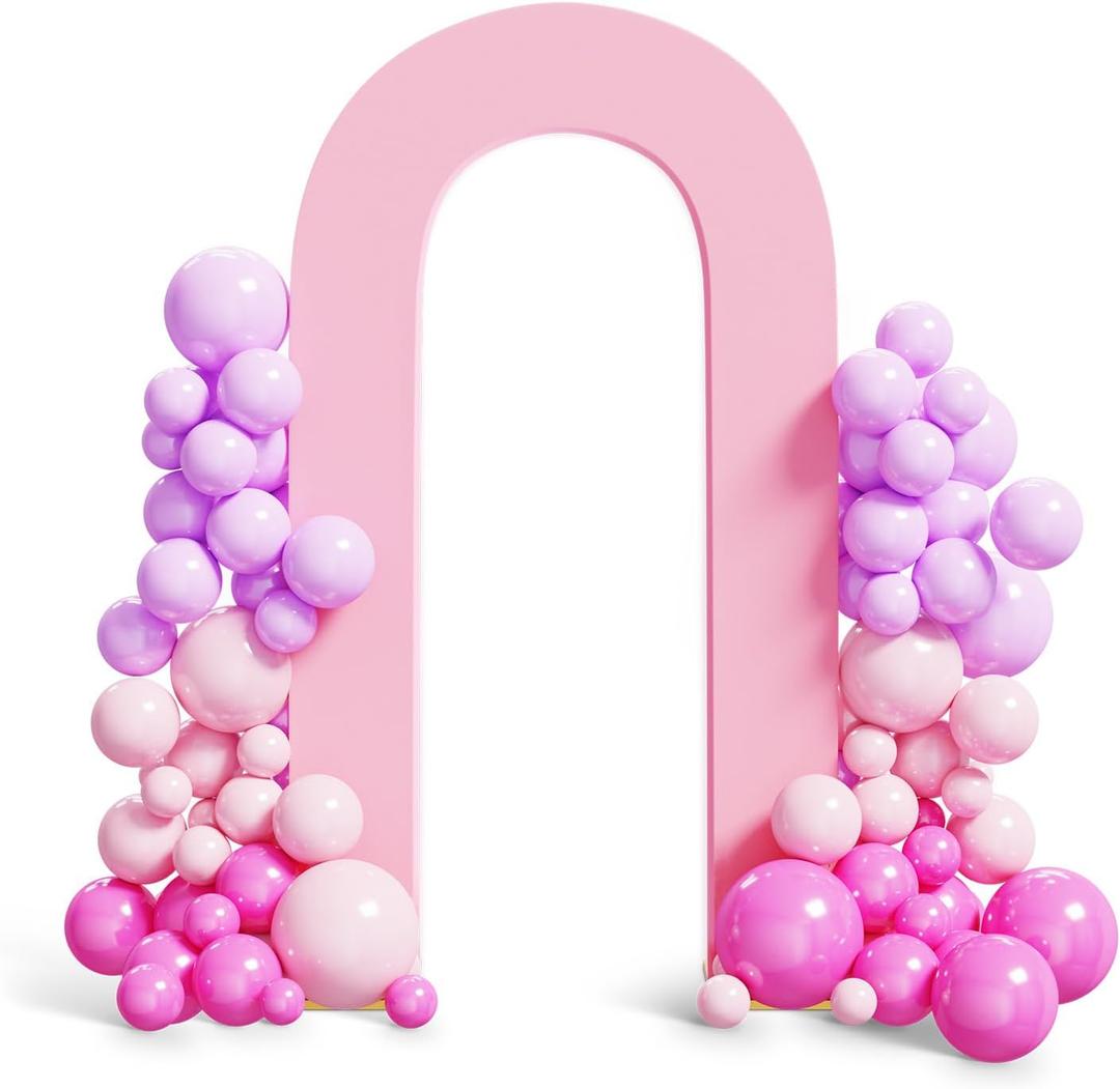 Peomeise 7.2FT Spandex Open Arch Backdrop CoverU-Shaped 2-Sided Backdrop CoverRound Top Chiara Stand Cover for Birthday Party Wedding Ceremony Baby Shower Decoration, Pink