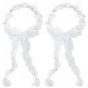 2 Pcs First Communion Headbands for Woman White Flower Headband Wedding Bow Veils Crown with Pearls Flower Small Headpiece Hair Wreath Accessories for Women Girls Baptism Wedding (Silk)