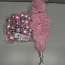 Pink Mini Christmas Tree,2Ft/24Inch Tabletop Small Christmas Tree with Light Ball Ornaments,Battery Operated Desktop Miniature DIY Tree Christmas Decorations