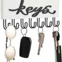 Mkono Key Holder for Wall Decorative with 7 Hooks, Wall Mounted Keys Hanger Organizer Rustic Wood Hanging Key Hooks Home Decor Farmhouse Key Rack for Entryway, Hallway, Office, White