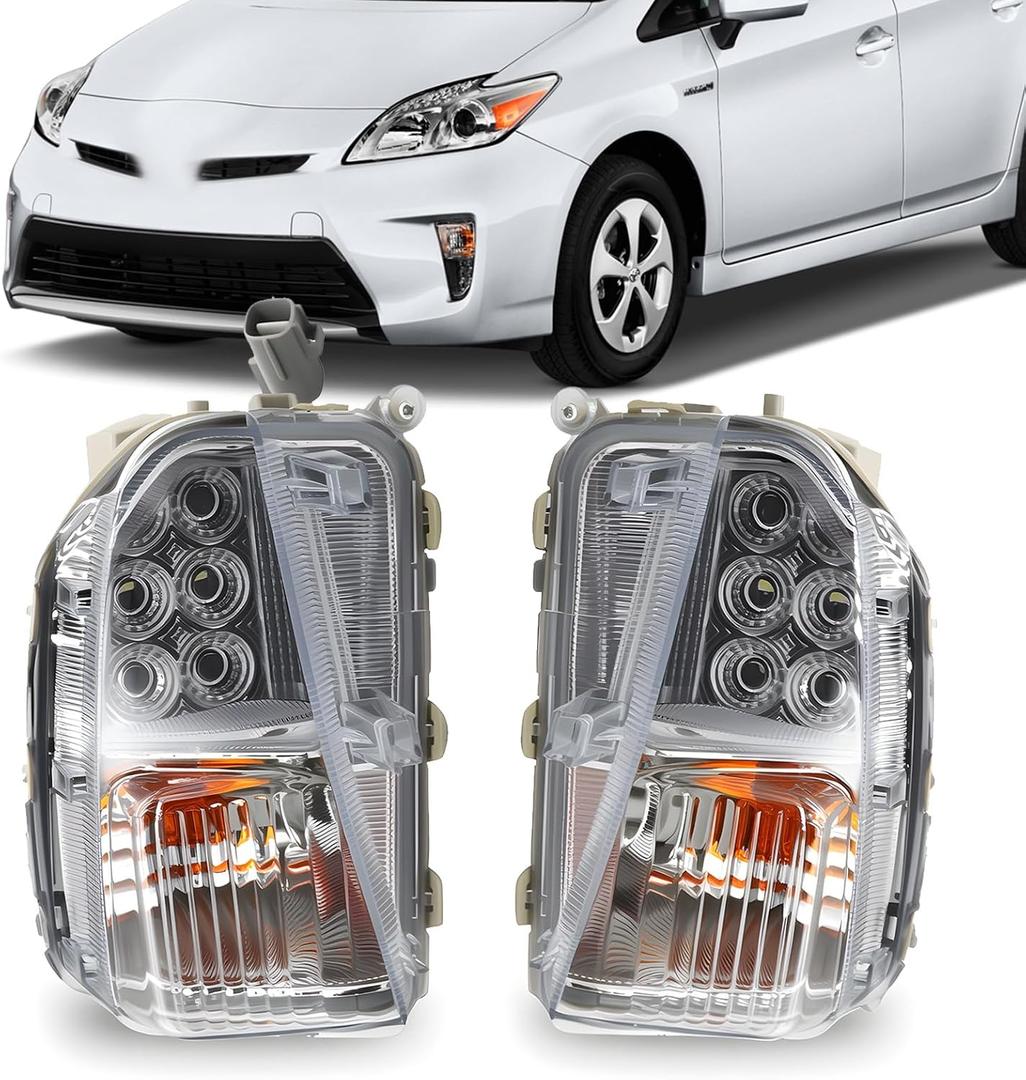 Pair Fog Lights Assembly & Turn Signal Lamp Compatible with Prius 4-Door 2012 2013 2014 2015 DRL Left and Right Side 8151147060 8152147060