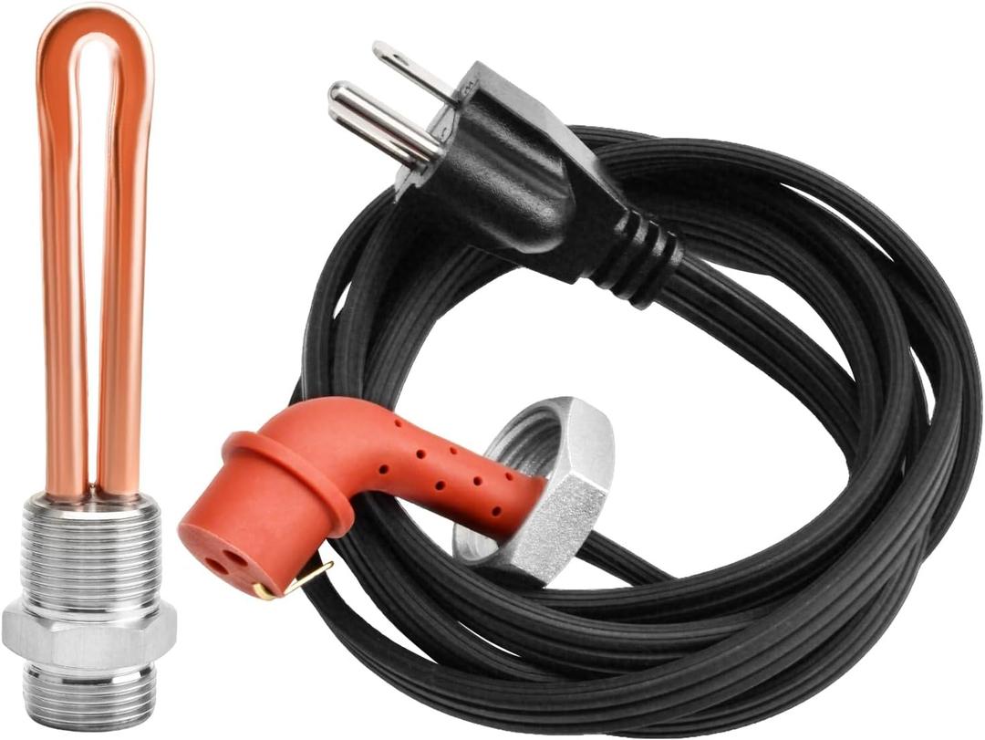 Diesel Engine Block Heater Assembly Heating Unit with Cable Cord Fits for 1995-2003 F150 F250 F350 F450 Super Duty & Other Fo-rd V8 7.3L Vehicles Replace F7TZ-6A051-AA 120V 1000W 3/4" NPT