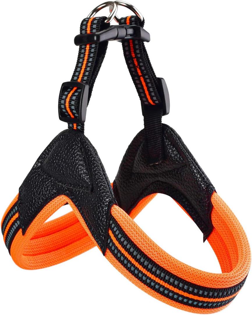 Dog Harness No Pull Ultra Soft Breathable Padded Pet Harness 2 Adjustable Botton, 3M Reflective Pet Harness for Dogs Easy Control for Small Medium Large Dogs (L, Bright Orange)