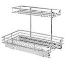 HOLDN’ STORAGE Two Tier Under Sink Organizers and Storage - Slide Out Cabinet Organizer w/Sliding Drawers for Cabinets-  11" Wx21 Dx15”H Chrome, Requires 12-1/2” Opening