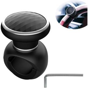 Steering Wheel Knob Spinner - Universal Non-Slip Fit, ABS & Premium Silicone Finish Suicide Knob with Metal Ball Bearing - Ideal for Cars, Trucks, Boats etc(Black)