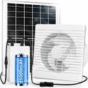 25W Solar Powered Fan with 24000mAh Battery, Usable At Night | 8" Solar Powered Exhaust Fan, Quiet Waterproof High Airflow, for Chicken Coop Outdoor, Greenhouse, Sheds, Pet Houses