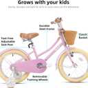 KEANO Girls Bike for 2-12 Years Old Toddlers and Kids, 12" Retro Style Kids Bike with Basket & Training Wheels, 20 Inch Kids' Bicycle with Kickstand, Multiple Colors