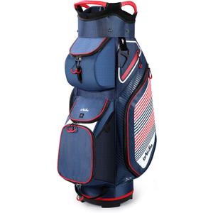 Golf Cart Bag 14 Dividers Top Clubs Organizer Lightweight with Cooler Pouch, Dust Cover and Backpack Strap (Blue/Red)