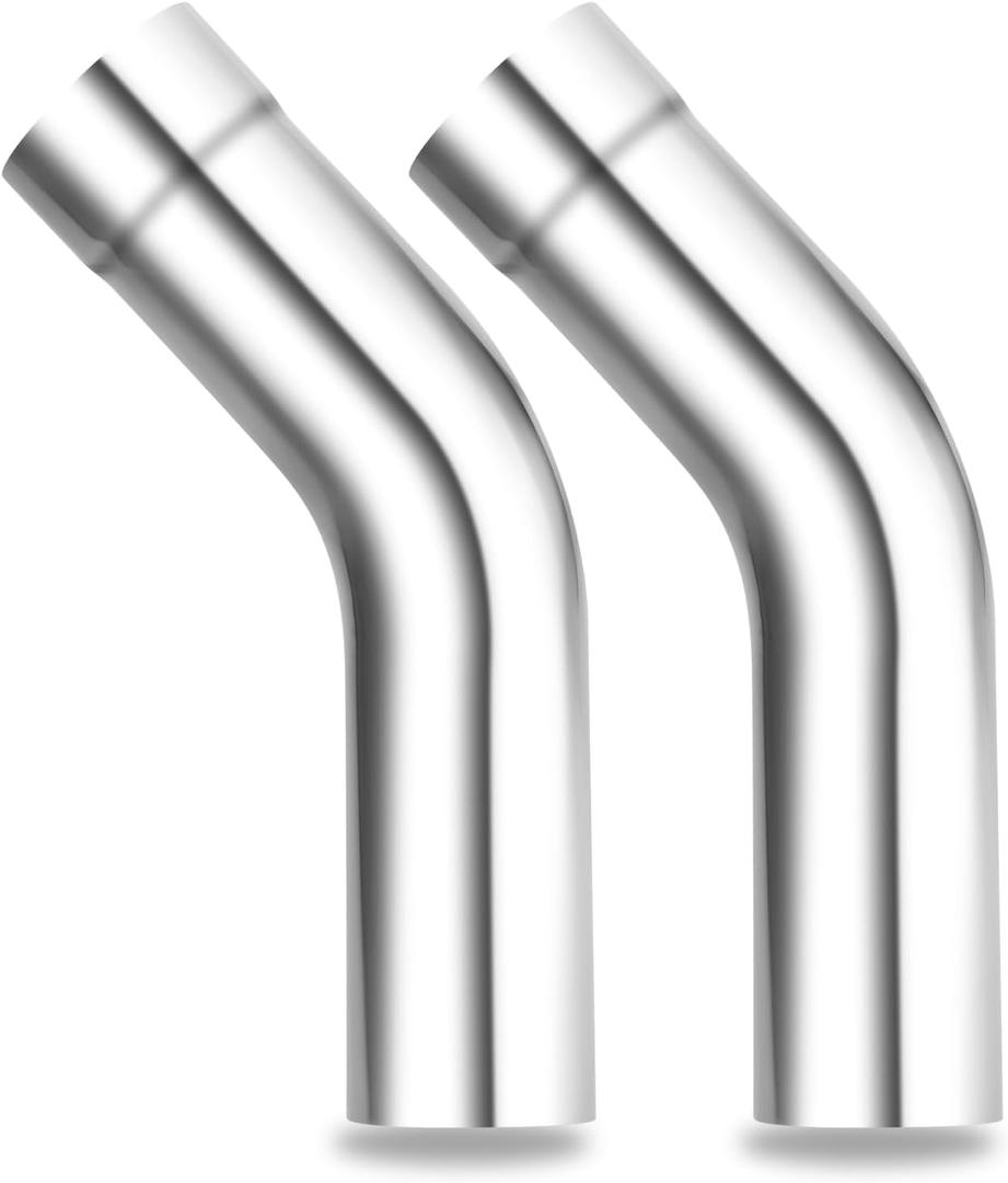 LCGP 3.5"OD 2 Pcs 45 Degree Exhaust Tube Made of High Quality Stainless Steel DIY Exhaust Pipe