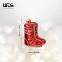 7 x WDS WONDROUS Christmas Decorations for Home  Red & Gold Snow Boots Whimsical Christmas Ornament, Glass Hanging Ornament for Holiday Decor Winter Party Decorations Gifts (Set of 1)