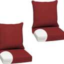 Arden Outdoor Foam Deep Seat Cushion Set, 2-Pack, 24x24, Premium High-Density Foam, Never Flattens, Weather-Proof for Patio Chair Sofa Couch, Ruby Red Leala